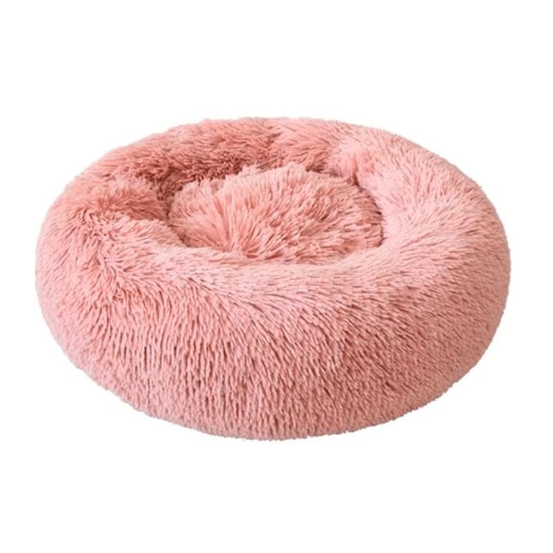 Cama Puff Rosado Claro Peluda 100 cm Perro/Gato