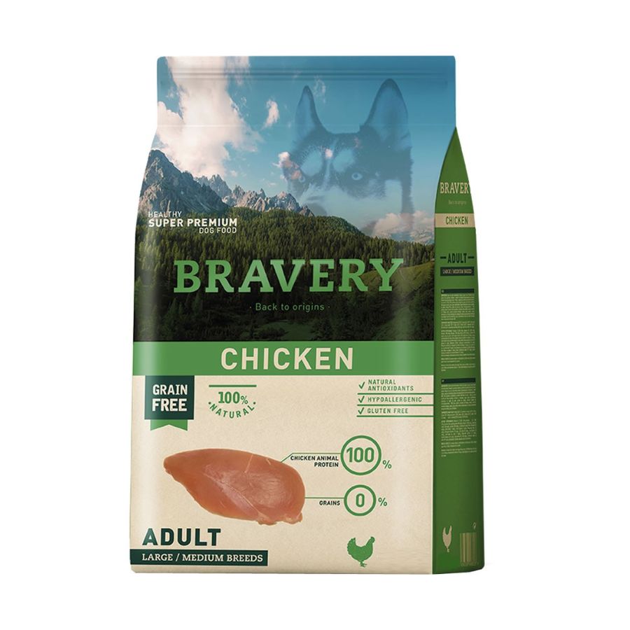 BRAVERY CHICKEN DOG MEDIUM- LARGE|Perro Adulto raza Mediana y Grande Pollo 4 kg