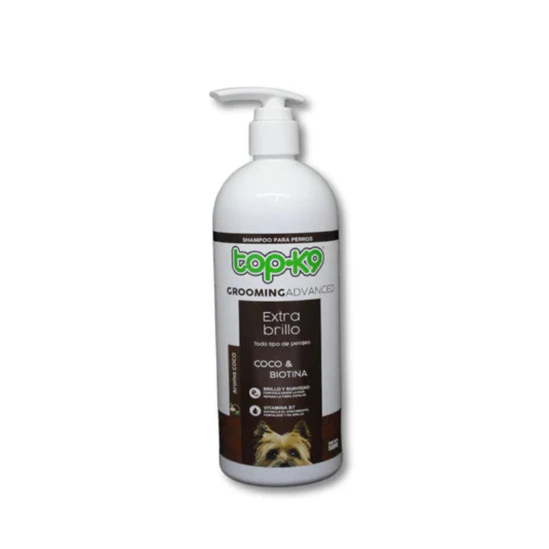 Shampoo TopK9 - Grooming Advanced Extra Brillo Coco y Biotina 500 ml