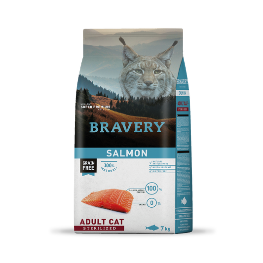 BRAVERY SALMON ADULT CAT STERILIZED 7+1 kg | Gato Adulto Esterilizado Salmón
