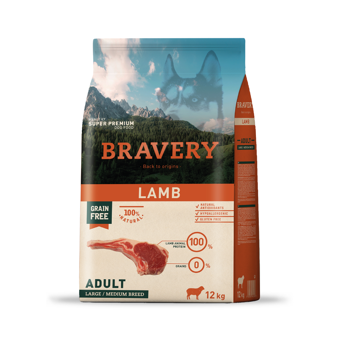 BRAVERY LAMB DOG ADULT |Perro Adulto Raza Mediana y Grande Cordero 12kg