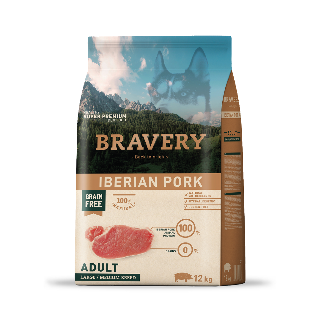 BRAVERY IBERIAN PORK ADULT|Perro Adulto Raza Mediana y Grande Cerdo Ibérico 12 kg
