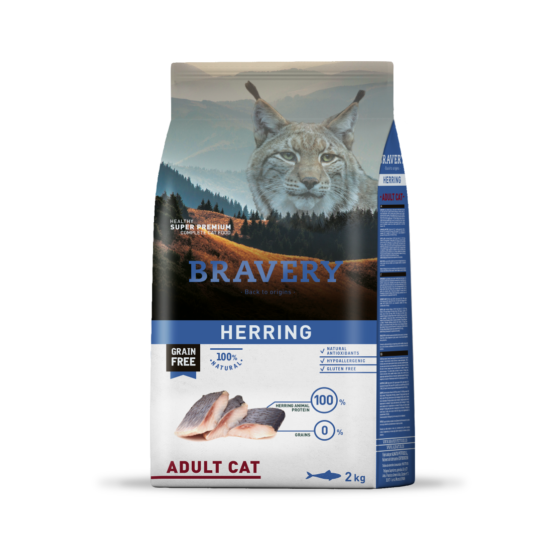 BRAVERY HERRING ADULT CAT 2 KG|Gato Adulto Arenque 2 kg