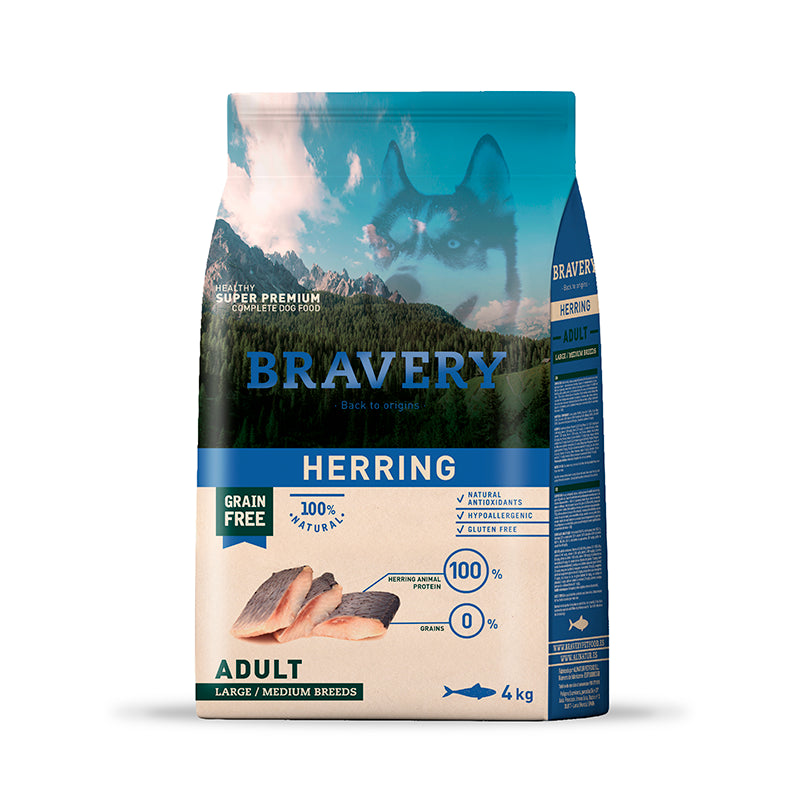 BRAVERY HERRING ADULT|Perro Adulto Raza Mediana y Grande Arenque 4kg