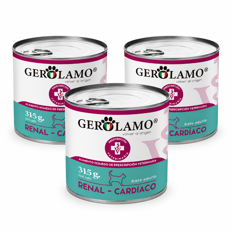 PACK GEROLAMO GATO RENAL – CARDIACO LATA 315 gr 3 u