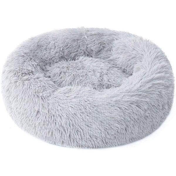 Cama Puff Gris Peluda 80 cm