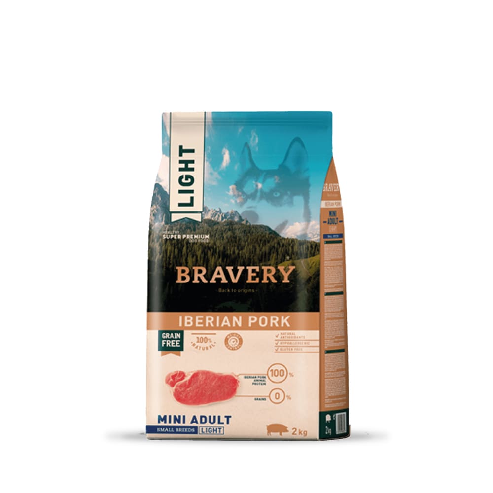BRAVERY LIGHT IBERIAN PORK MINI ADULT|Perro Mini Adulto Cerdo Light 2kg