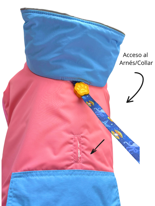 Parka Impermeable y Térmica para Perros diseño Rosado