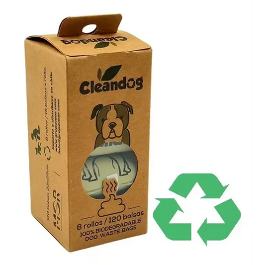 Cleandog 100% 8 Rollos 120 Bolsas - Bolsas Biodegradables Perros