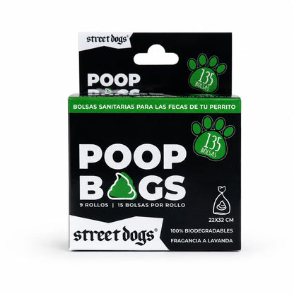 Bolsas Fecas Poop Bags Street Dogs | Caja 9 Rollos - 135 Bolsas Biodegradables
