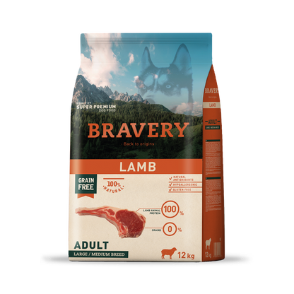 BRAVERY LAMB DOG ADULT |Perro Adulto Raza Mediana y Grande Cordero 12kg