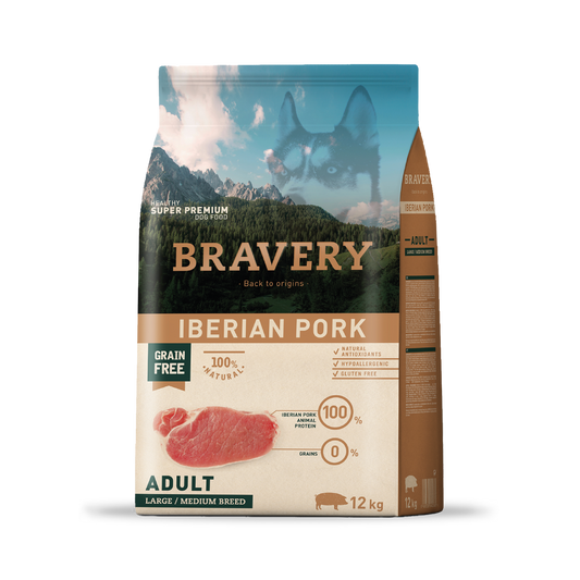 BRAVERY IBERIAN PORK ADULT|Perro Adulto Raza Mediana y Grande Cerdo Ibérico 12 kg