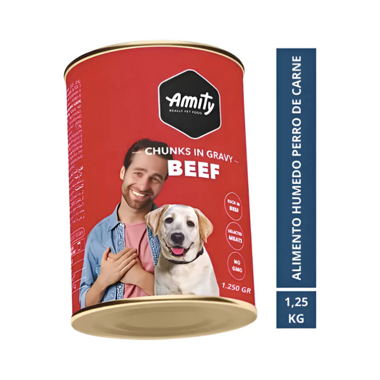 AMITY LATA CHUNKS IN GRAVY BEEF|Lata de Carne Premium 1,250 kg