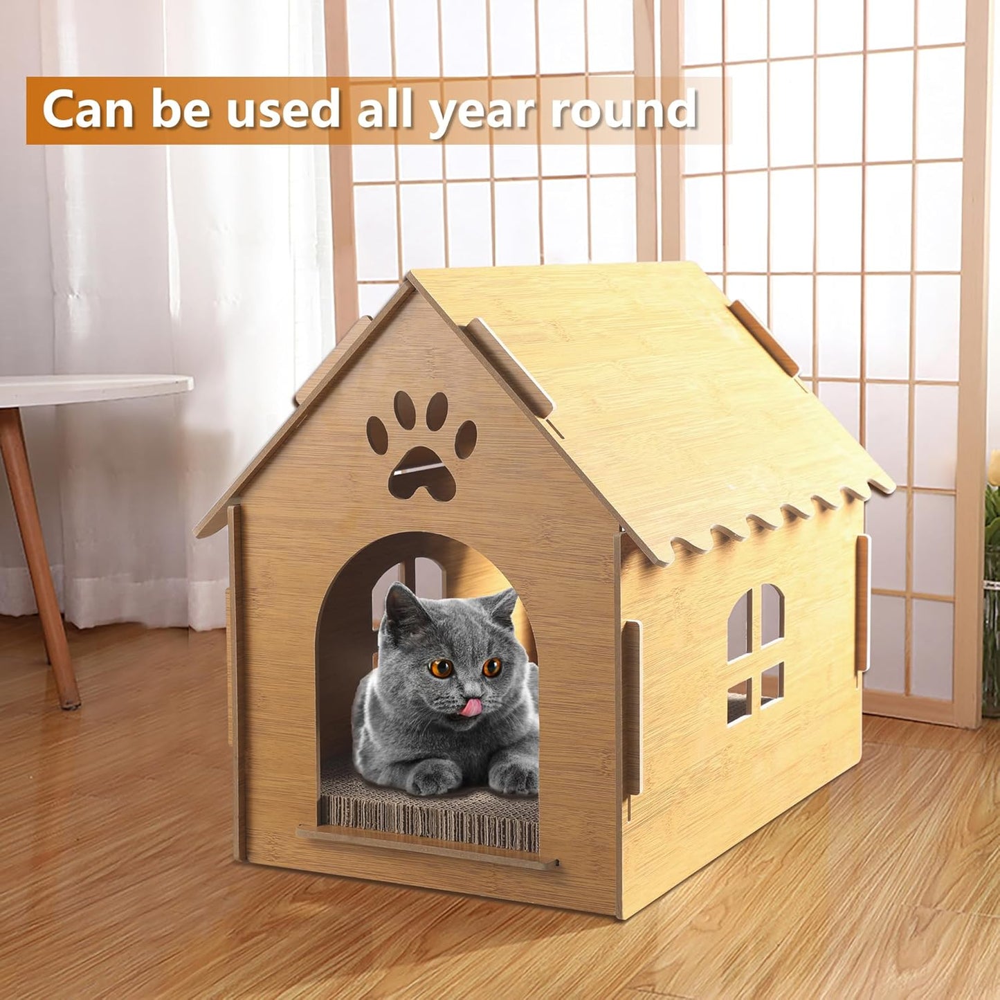 Casa rascador para gatos, casa de madera para gatos
