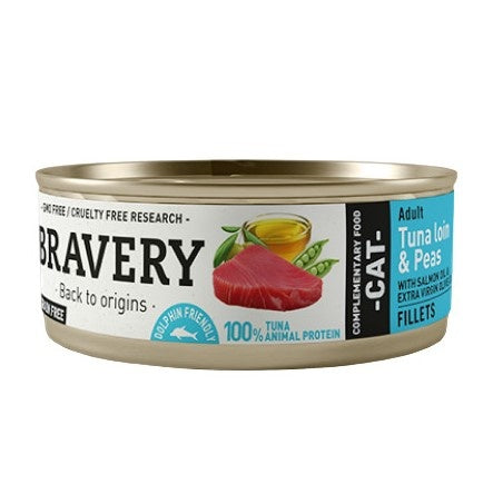 BRAVERY LOMO DE ATÚN Y GUISANTES GATO 70 gr