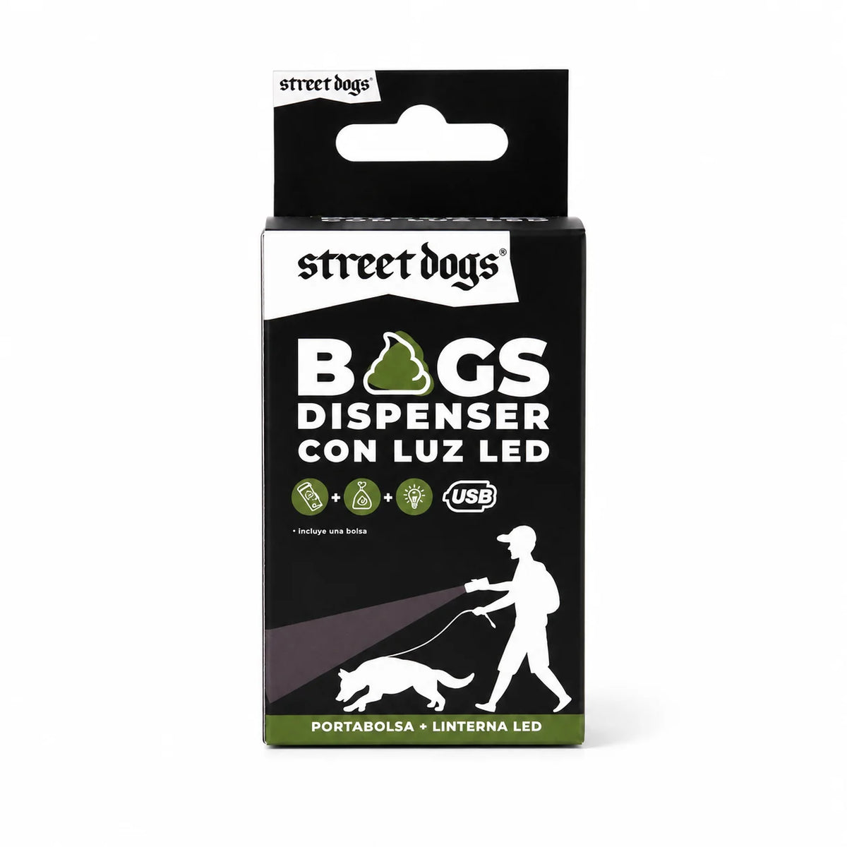 Dispensador de Bolsas con Linterna Recargable - Street Dogs