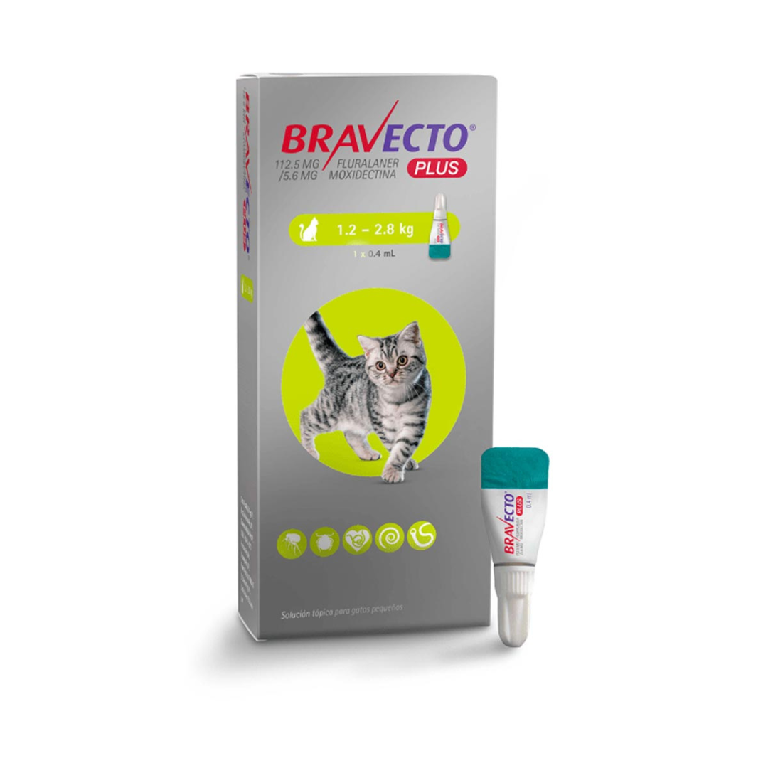 BRAVECTO PLUS GATO 112.2 MG 1.2 A 2.8 KG