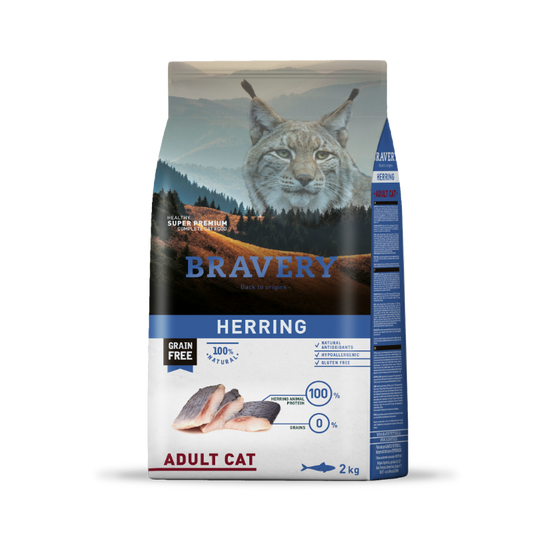 BRAVERY HERRING ADULT CAT 2 KG|Gato Adulto Arenque 2 kg