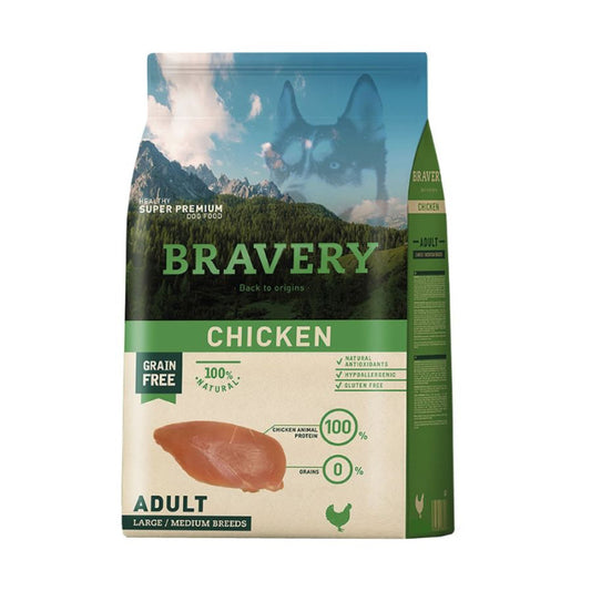 BRAVERY CHICKEN DOG MEDIUM- LARGE|Perro Adulto raza Mediana y Grande Pollo 4 kg