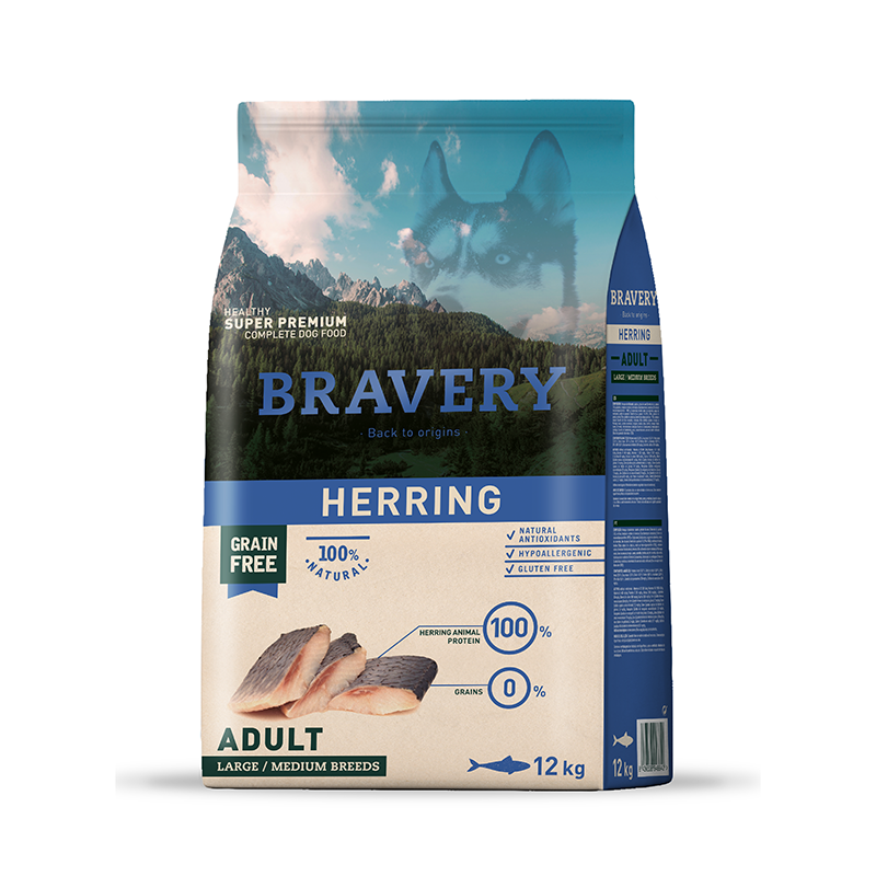 BRAVERY HERRING DOG ADULT| Perro Adulto Raza Mediana y Grande Arenque 12 kg