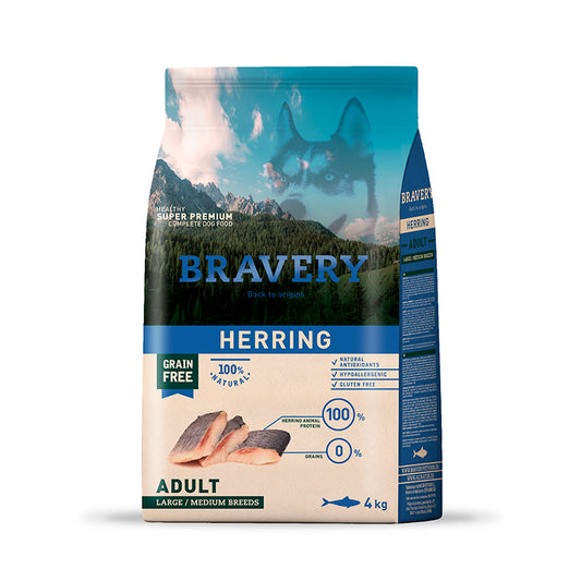 BRAVERY HERRING ADULT|Perro Adulto Raza Mediana y Grande Arenque 4kg