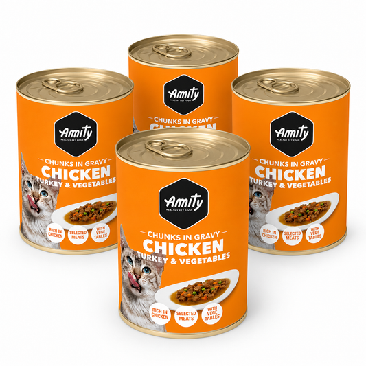 Pack 4x3 Amity Gato Chunks Chicken & Vegetable lata 415 Gr