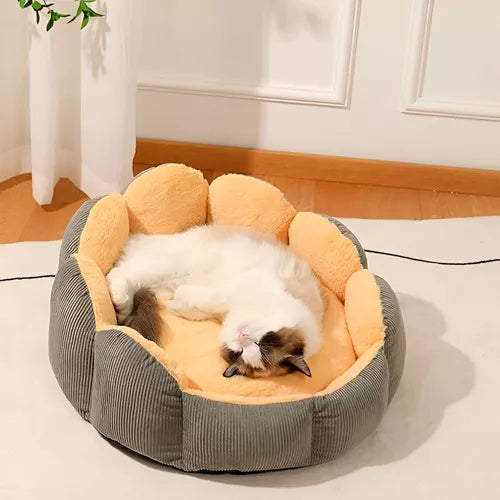 CAMA PARA MASCOTAS EN FORMA DE CONCHA LAVABLE (Color Naranjo)