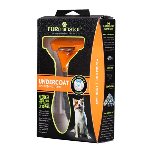 FURminator LONG HAIR FOR DOG, M|Cepillo para Perros Pelo Largo Talla M