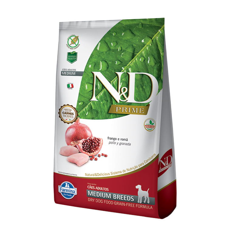 N&D PRIME PERRO ADULTO RAZA MEDIANA POLLO Y GRANADA 10,1 KG