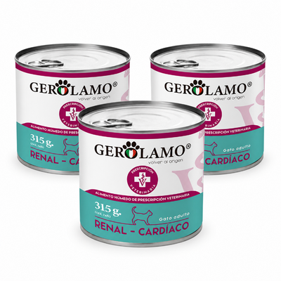 PACK GEROLAMO GATO RENAL – CARDIACO LATA 315 gr 3 u
