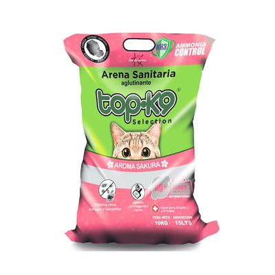 ARENA TOPK9 IONES DE PLATA Y CARBÓN ACTIVO SAKURA 10 KG
