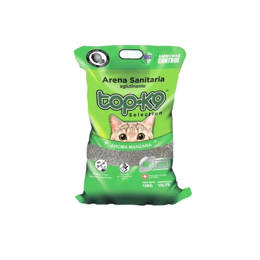 ARENA TOPK9 IONES DE PLATA Y CARBÓN ACTIVO MANZANA 10 KG