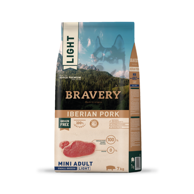 BRAVERY LIGHT IBERIAN PORK MINI ADULT|Perro Mini Adulto Cerdo Light 7 kg
