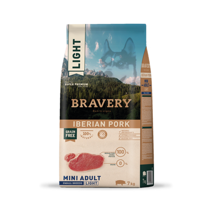 BRAVERY LIGHT IBERIAN PORK MINI ADULT|Perro Mini Adulto Cerdo Light 7 kg