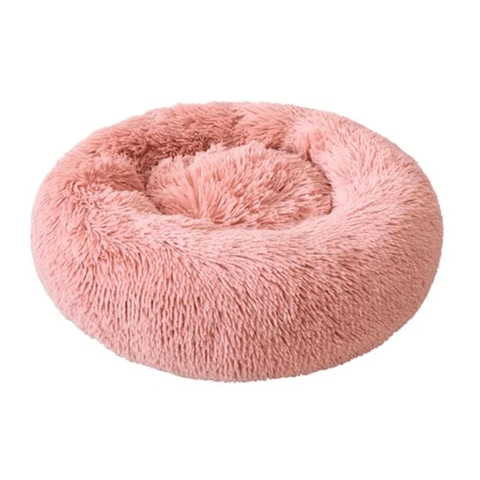 Cama Puff Rosado Claro Peluda 100 cm Perro/Gato