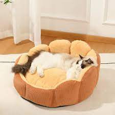 CAMA PARA MASCOTAS EN FORMA DE CONCHA LAVABLE (Color Naranjo)