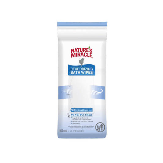 Natures Miracle DEODORIZING BATH WIPES|Toallitas Húmedas para Perros 100 UN