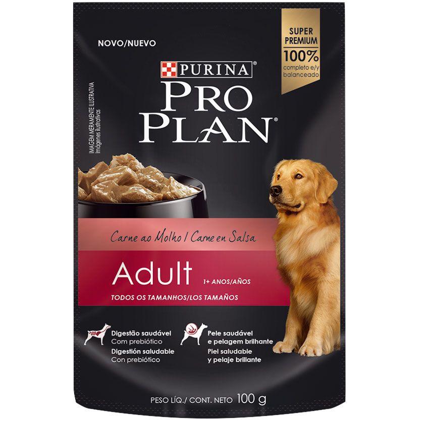 POUCH PROPLAN PERRO ADULTO Carne en Salsa 85 gr