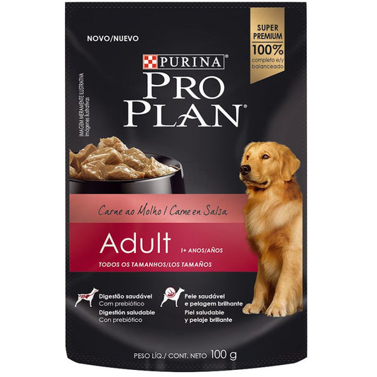 POUCH PROPLAN PERRO ADULTO Carne en Salsa 85 gr