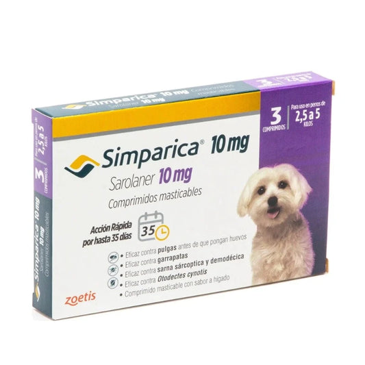 SIMPARICA 10 mg 2,5-5 kg 3 COMPRIMIDOS