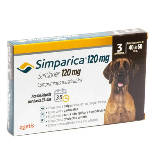 SIMPARICA 120 mg 40 a 60 Kg 3 COMPRIMIDOS