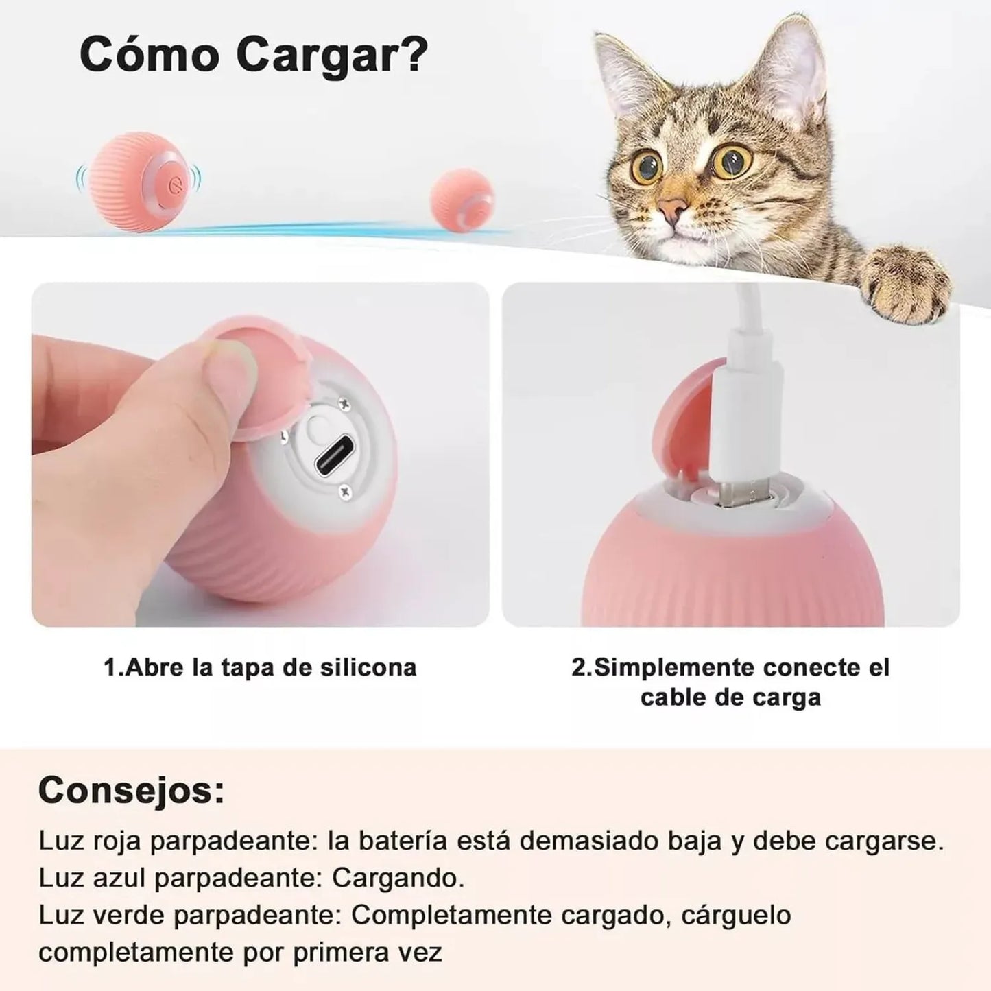 Pelota Inteligente Para Gatos Juguete Interactivo Automático
